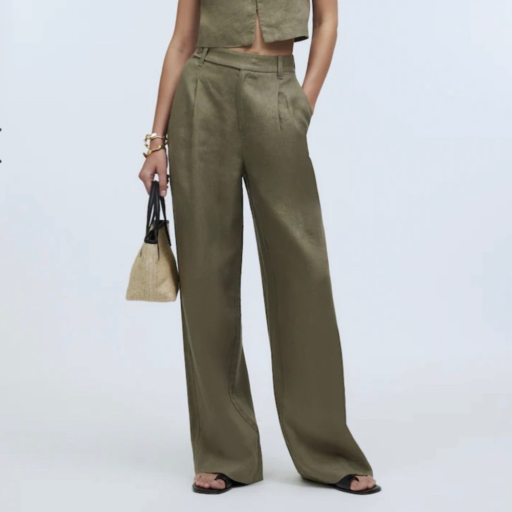 Madewell Petite Harlow Wide Leg Pant Linen